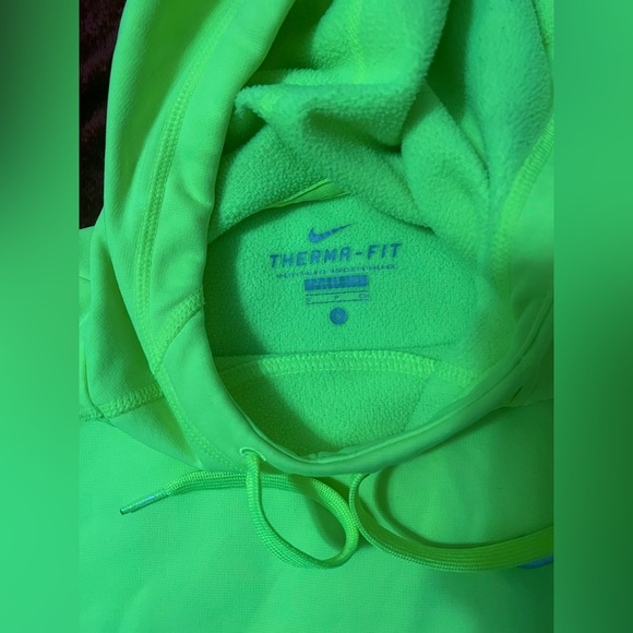 NIKE thermafit pullover sweatshirt hoodie Women Small Lime/Neon Green - Picture 2 of 5